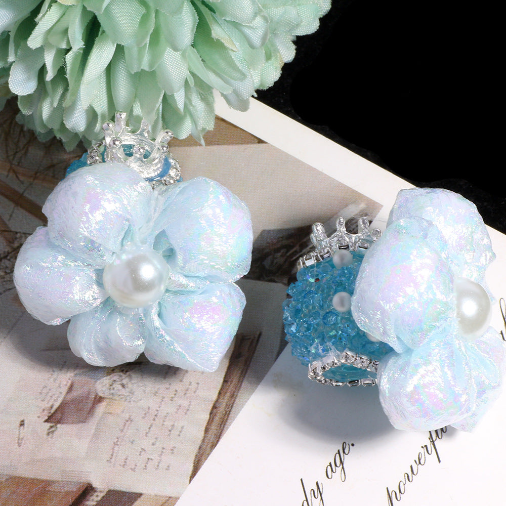 Wholesale 5pcs/pack Crown Pearl Sugar Bubble Flower DIY Straight Hole Loose Beads Mobile Phone Chain Key Chain Bag Chain Jewelry Accessories